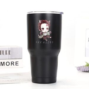 dems anime insulation cup stainless steel insulated vacuum tumblers with lid 33 oz double walls coffee mug for car,black