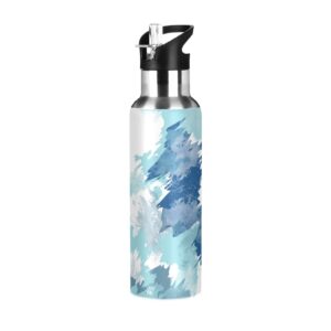 insulated sports water bottles fashion marble passionate indigo graffiti vacuum stainless steel thermos mug with straw lid & handle 20 oz