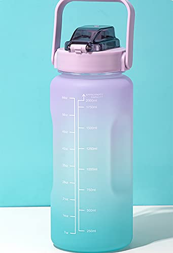 Jinberry Large 2L/64Oz Half Gallon Leakproof Water Bottle with Straw and Time Marker, BPA Free Motivational Sports Water Bottle Jug