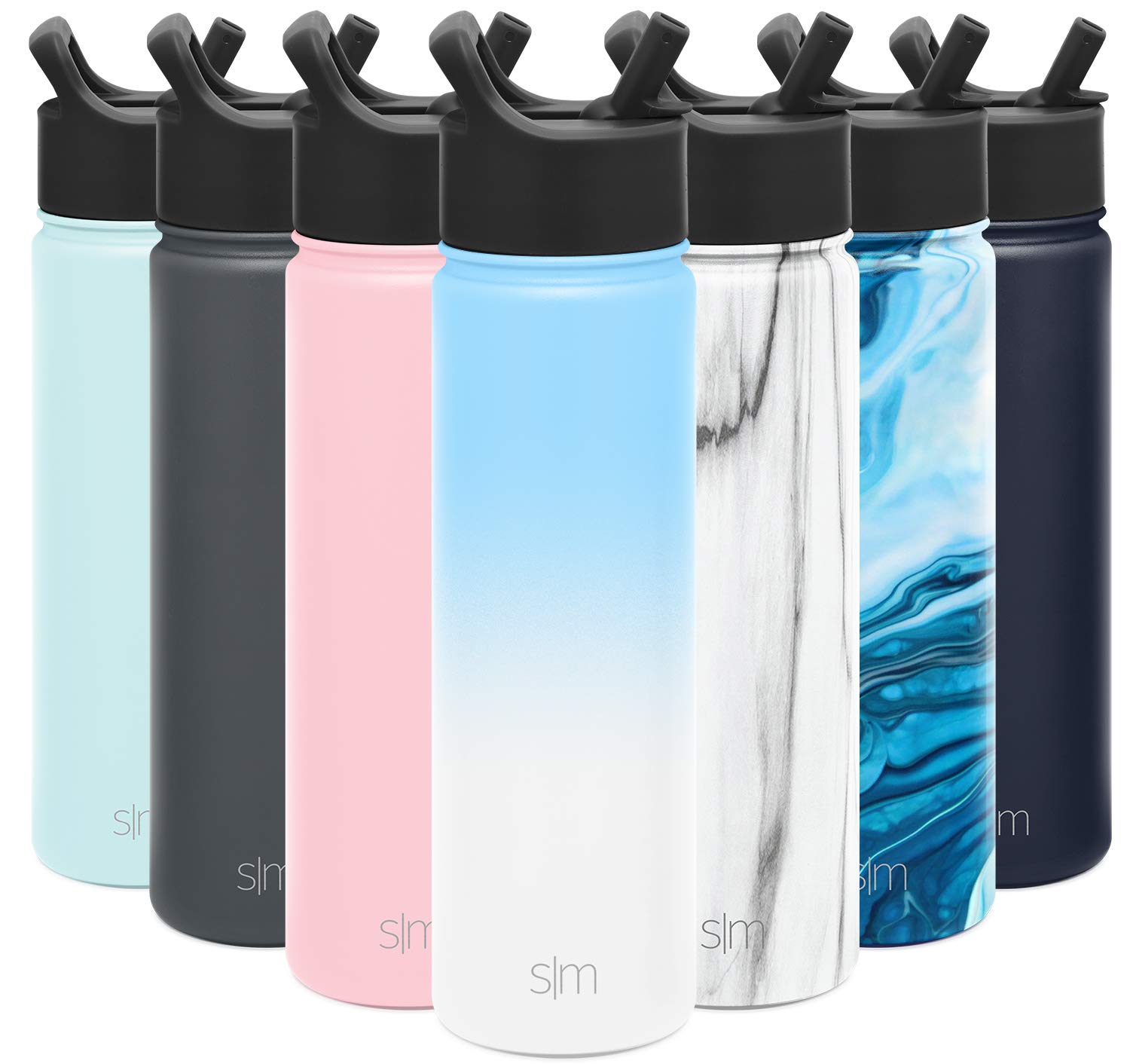 Simple Modern 22 oz Summit Water Bottle with Straw Lid - Gifts for Hydro Vacuum Insulated Tumbler Flask Double Wall Liter - 18/8 Stainless Steel Ombre: Santorini Breeze