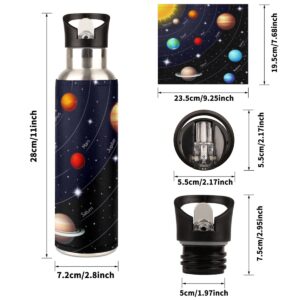 Universe Space Galaxy Solar System Vacuum Insulated Straw Water Bottle 20 Ounce Stainless Steel Leakproof Sports Water Bottle for Travel Working Sports