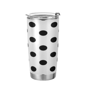 alaza white black polka dot water bottle tumbler with lid and straws 20 oz stainless steel vacuum insulated coffee travel mug cup