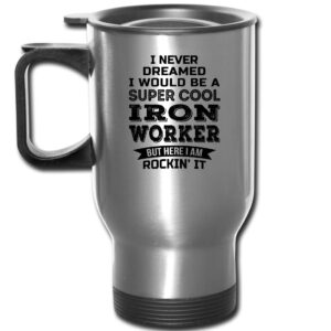 shirt luv funny iron worker gifts travel mug appreciation 14 oz mug for men women silver