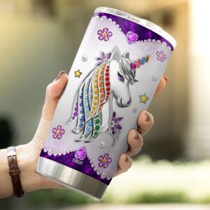 CUBICER Personalized Coffee Tumbler Unicorn Jewelry Style Custom Name Valentines Gifts For Girls Women Cute Insulated Cup Travel Mug With Lid Stainless Steel Tumblers Hot And Cold