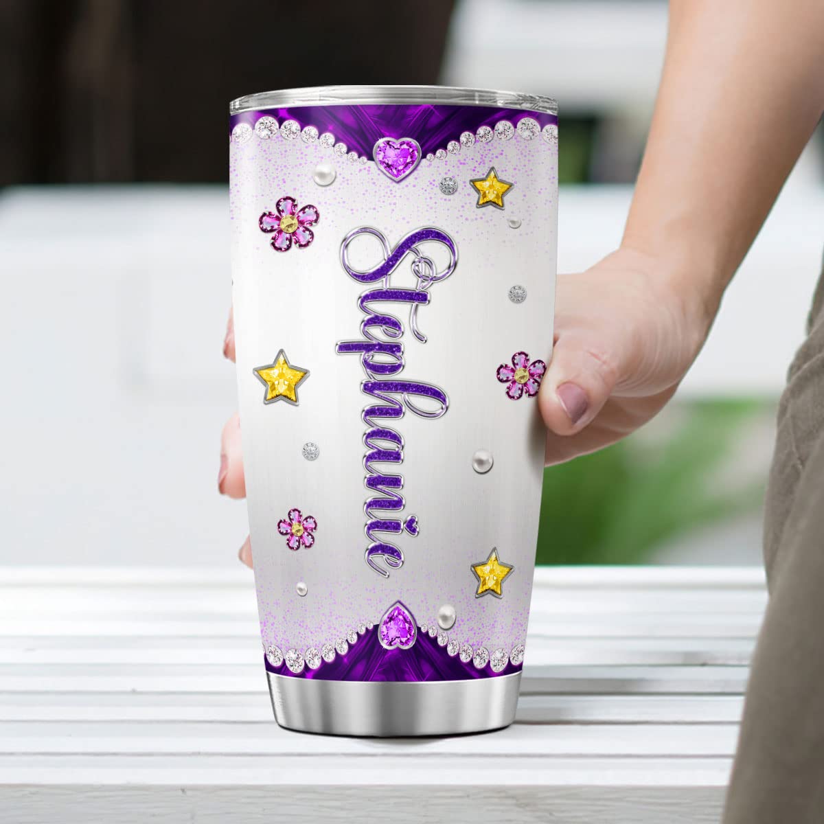 CUBICER Personalized Coffee Tumbler Unicorn Jewelry Style Custom Name Valentines Gifts For Girls Women Cute Insulated Cup Travel Mug With Lid Stainless Steel Tumblers Hot And Cold