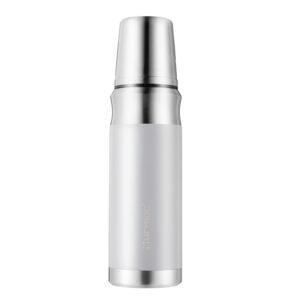 murmioo travel vacuum flask，stainless steel insulated bottle, built-in cap cup, cold for 24 hours, heat for 12 hours, bpa free leak proof, sweat free 17oz/500ml gray