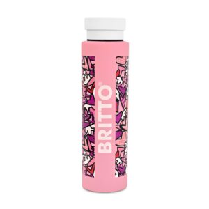 britto romero 25oz insulated water bottle, stainless steel, alive - pink'