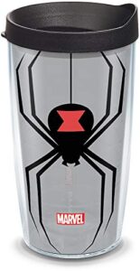 tervis marvel - black widow made in usa double walled insulated tumbler travel cup keeps drinks cold & hot, 16oz, clear