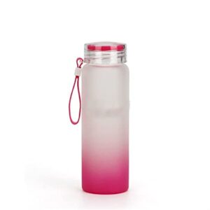 dujingrui sport water bottle 500ml outdoor travel leakproof drinkware sublimation blank gradient frosted glass drink bottle,outdoor travel kettle (capacity : 0.5l, color : rose red),rose red