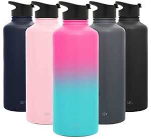 simple modern 84oz water bottle, insulated reusable wide mouth stainless steel metal flask with flip lid, ombre: sorbet