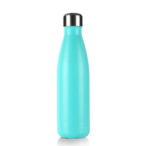 Aurbhosa 17oz Insulated Water Bottle Stainless Steel Water Bottle Double Walled Metal Sports Water Bottle Vacuum Cola Shape Thermos 24 Hours Cold 12 Hours Hot Leak-Proof Sports Flask, Light Blue