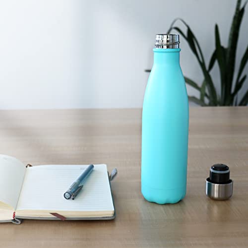 Aurbhosa 17oz Insulated Water Bottle Stainless Steel Water Bottle Double Walled Metal Sports Water Bottle Vacuum Cola Shape Thermos 24 Hours Cold 12 Hours Hot Leak-Proof Sports Flask, Light Blue