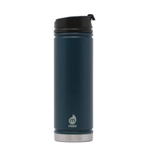 mizu - v7 water bottle | 21 oz. double wall stainless steel vacuum insulated | wide mouth with leak proof coffee lid | multiple colors | bpa free, midnight