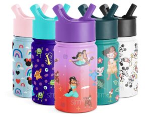 simple modern 10oz disney summit kids water bottle thermos with straw lid - dishwasher safe vacuum insulated double wall tumbler travel cup 18/8 stainless steel -aladdin: a whole new world