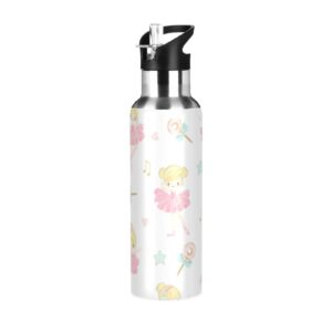 kigai ballet girl water bottle with straw lid 20oz vacuum insulated stainless steel sport water bottles for gym, school, travel