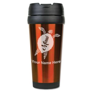 lasergram 16oz coffee travel mug, maui sea turtle, personalized engraving included (orange)