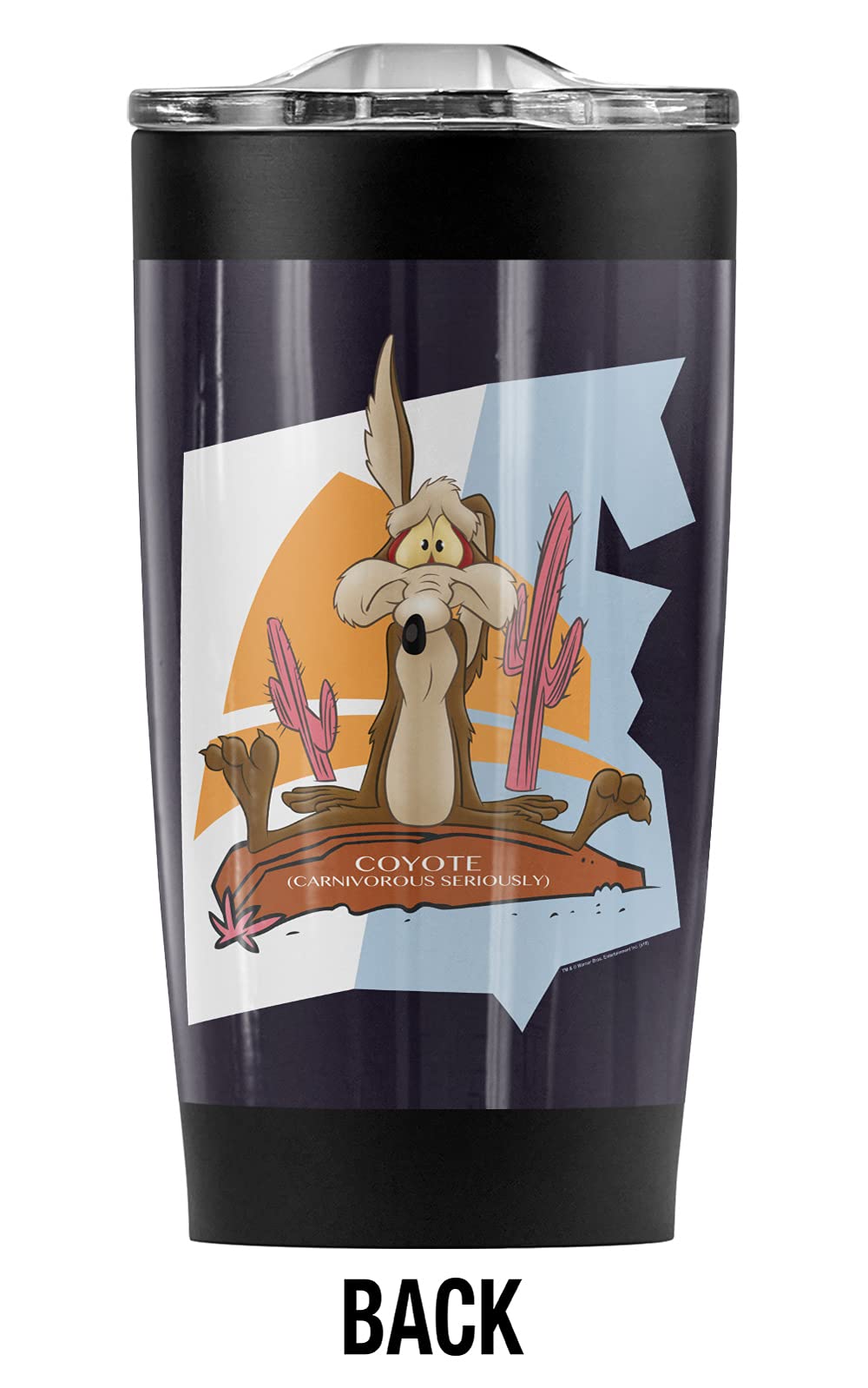 Logovision Looney Tunes Wile E. Coyote Stainless Steel Tumbler 20 oz Coffee Travel Mug/Cup, Vacuum Insulated & Double Wall with Leakproof Sliding Lid | Great for Hot Drinks and Cold Beverages