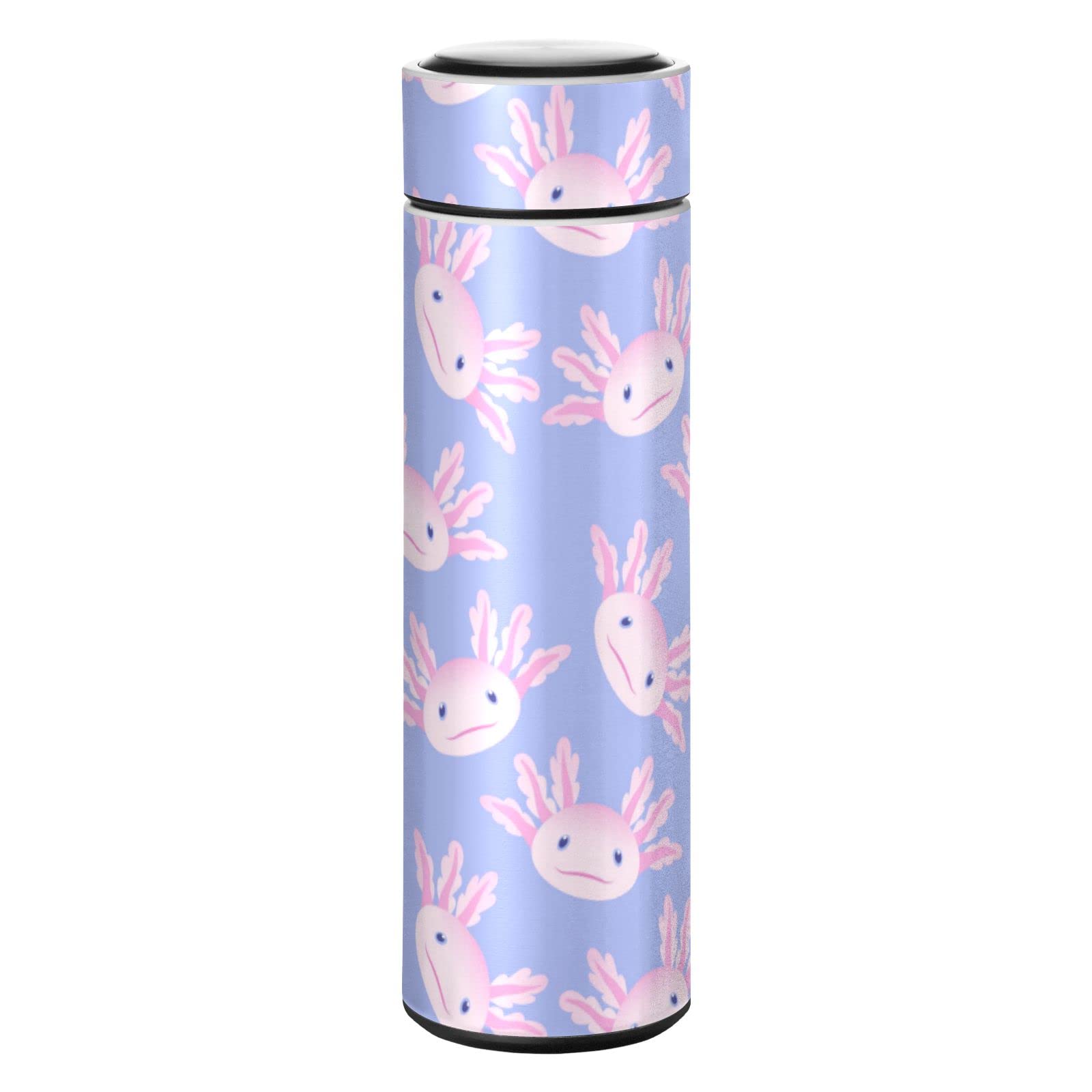 Glaphy Cute Pink Animal Axolotl Water Bottle, BPA-Free, Stainless Steel, 17 oz Insulated Water Bottles Kids, for School, Office, Gym, Sports, Travel, 500ml