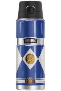 power rangers blue ranger emblem thermos stainless king stainless steel drink bottle, vacuum insulated & double wall, 24oz