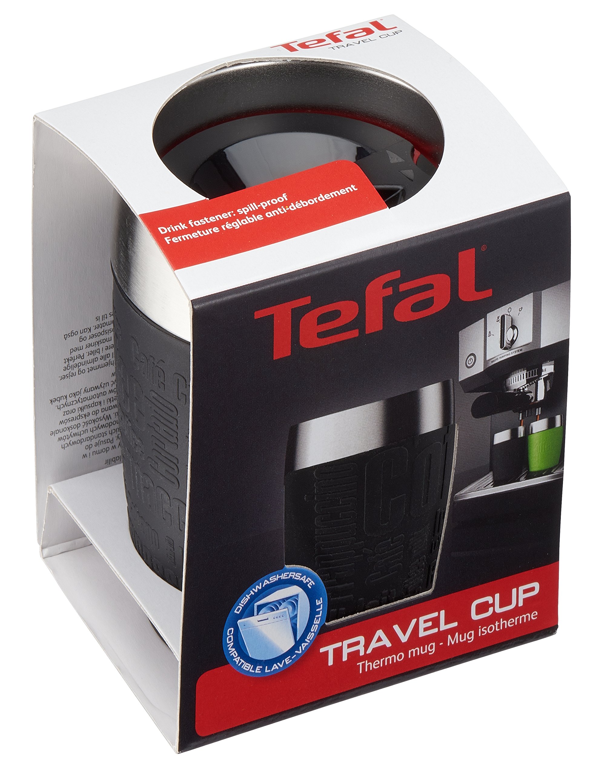 Tefal Travel Cup, Stainless Steel, Black, 200 ml