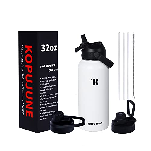 KOPUJUNE Sports Water Bottle, With Stainless Steel,Double Wall Insulated Wide Mouth