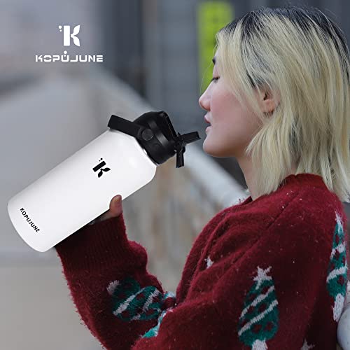 KOPUJUNE Sports Water Bottle, With Stainless Steel,Double Wall Insulated Wide Mouth