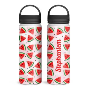 winorax personalized watermelon pattern design water bottle stainless steel 12oz 18oz 32oz sports bottles for kids women girls funny gift for back to school summer birthday christmas