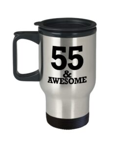 gifts for 55 year old man coffee travel mug stainless steel insulated - 55th birthday - 1963 anniversary for him dad in law husband grandpa uncle papa