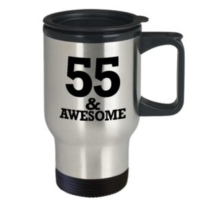 Gifts for 55 Year Old Man Coffee Travel Mug Stainless Steel Insulated - 55th Birthday - 1963 Anniversary for Him Dad in Law Husband Grandpa Uncle Papa