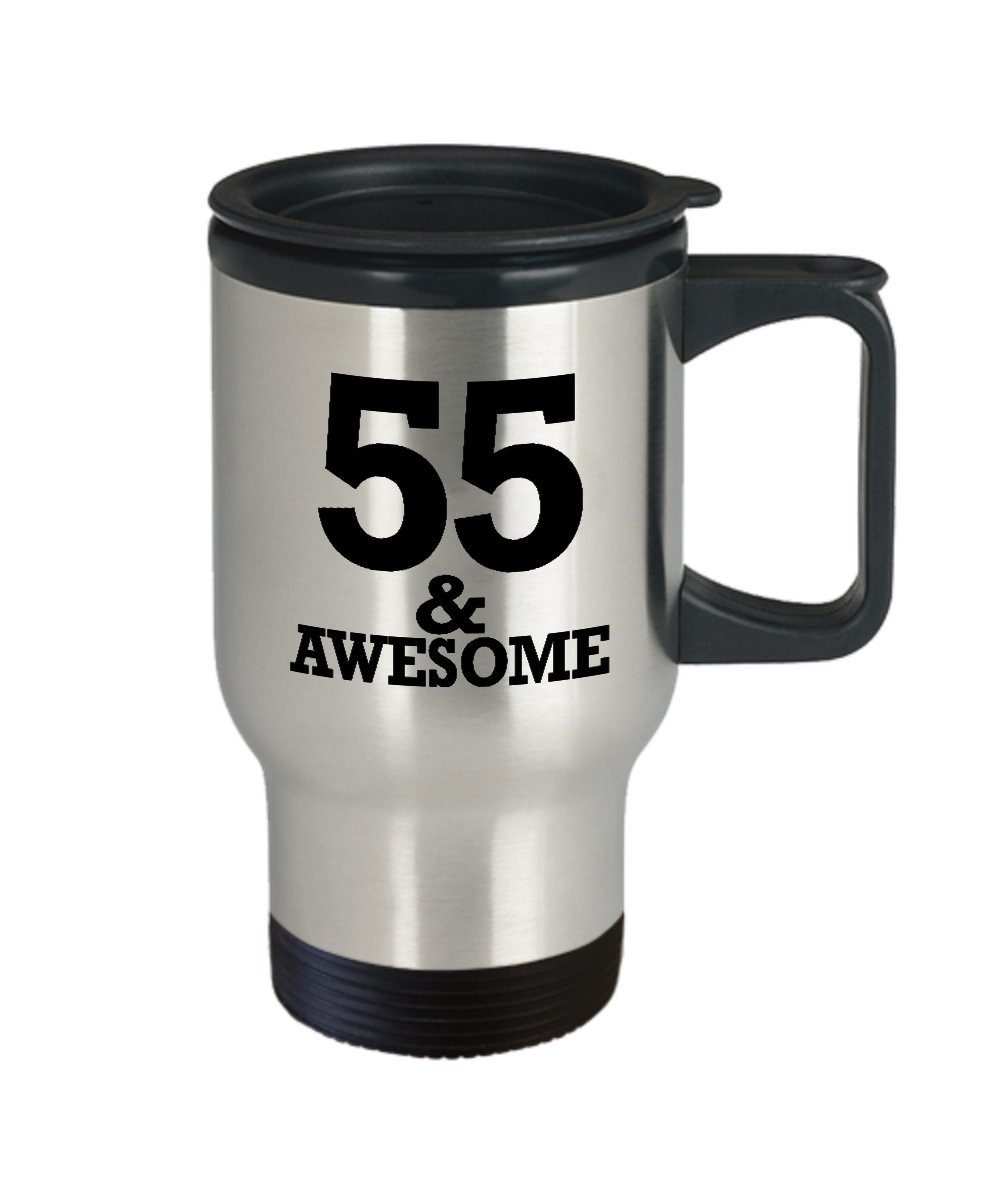 Gifts for 55 Year Old Man Coffee Travel Mug Stainless Steel Insulated - 55th Birthday - 1963 Anniversary for Him Dad in Law Husband Grandpa Uncle Papa