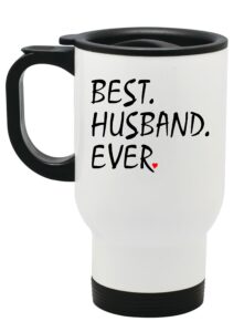 beegeetees best husband ever travel mug 14 oz stainless steel to go cup heart