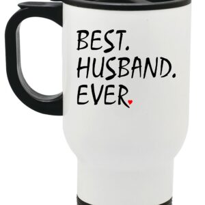 BeeGeeTees Best Husband Ever Travel Mug 14 oz Stainless Steel To Go Cup Heart