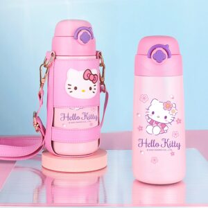 Hello Kitty Stainless Steel Insulated Water Bottle with Bag Pink 500ml