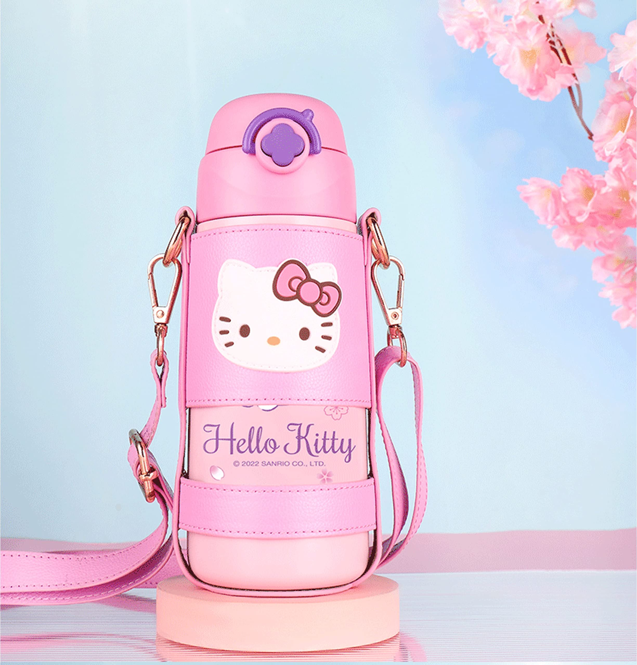 Hello Kitty Stainless Steel Insulated Water Bottle with Bag Pink 500ml
