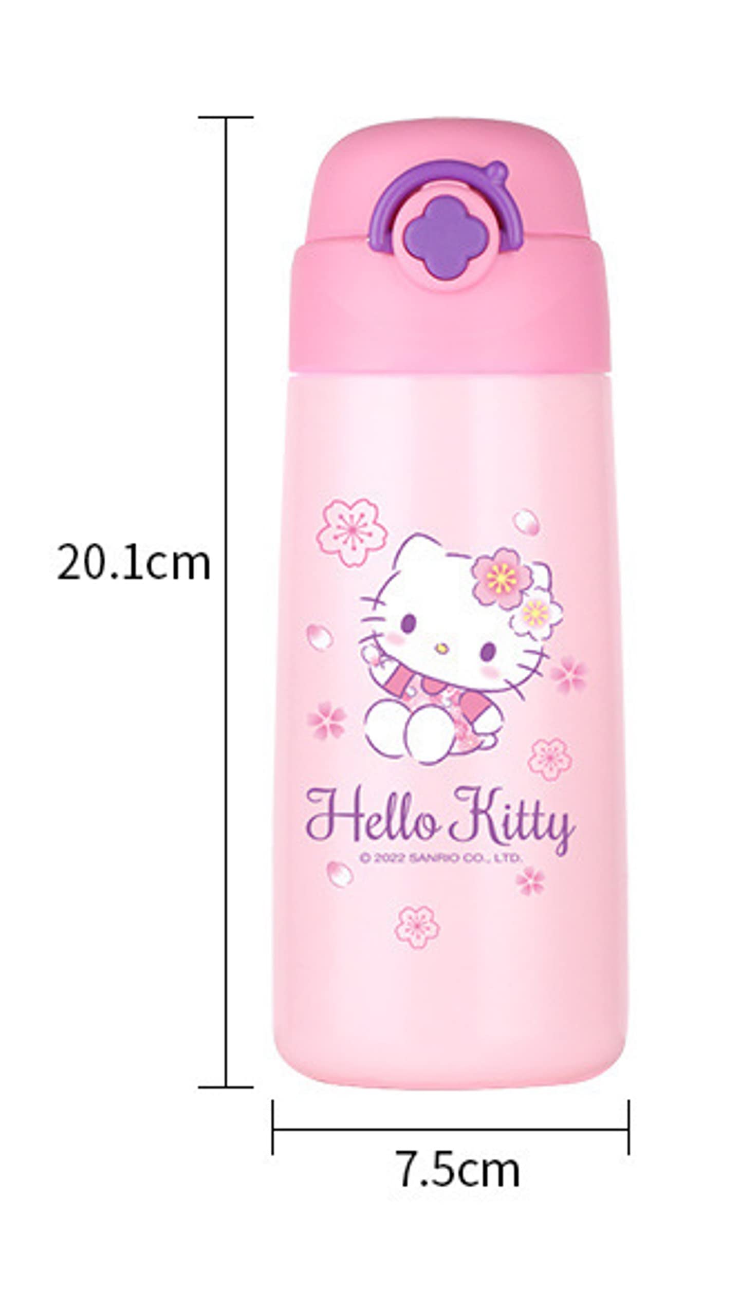 Hello Kitty Stainless Steel Insulated Water Bottle with Bag Pink 500ml