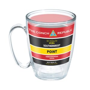 tervis florida - southernmost point buoy made in usa double walled insulated tumbler travel cup keeps drinks cold & hot, 16oz mug - no lid, clear