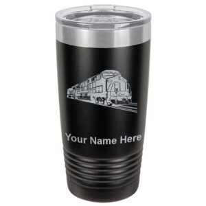 lasergram 20oz vacuum insulated tumbler mug, freight train, personalized engraving included (black)