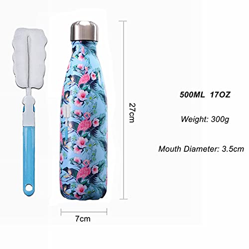 Galaxy Water Bottle, 17oz Stainless Steel Water Bottle, Double Wall Vacuum Insulated Reusable Leakproof BPA Free, 24 Hours Cold and 12 Hours Hot for School, Outdoor With Cleaning Brush, Purple Galaxy