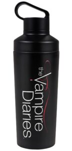 the vampire diaries official tvd logo 18 oz insulated water bottle, leak resistant, vacuum insulated stainless steel with 2-in-1 loop cap