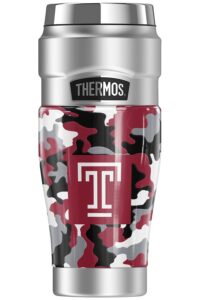 thermos temple university official camo stainless king stainless steel travel tumbler, vacuum insulated & double wall, 16oz