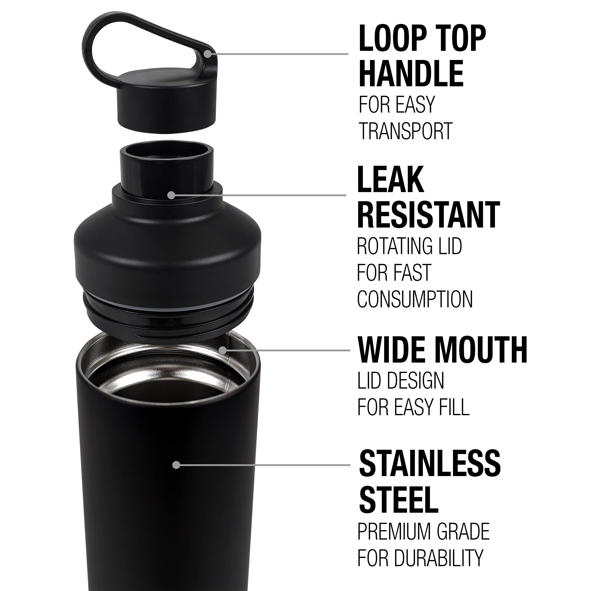 Lord of the Rings OFFICIAL the Journey 18 oz Insulated Water Bottle, Leak Resistant, Vacuum Insulated Stainless Steel with 2-in-1 Loop Cap