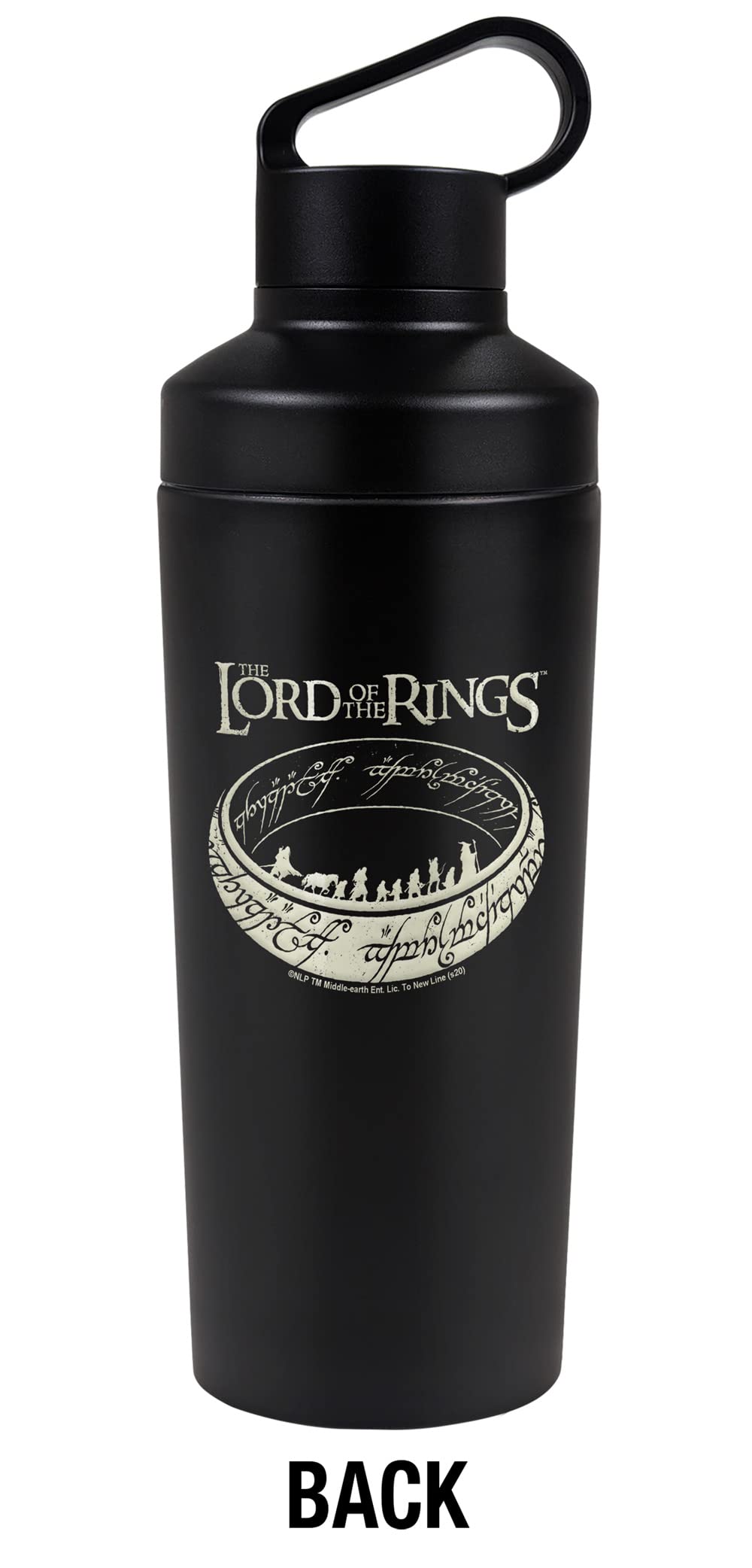 Lord of the Rings OFFICIAL the Journey 18 oz Insulated Water Bottle, Leak Resistant, Vacuum Insulated Stainless Steel with 2-in-1 Loop Cap