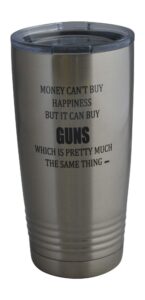 rogue river tactical funny hunting 20 oz.travel tumbler mug cup money happiness guns w/lid stainless steel hot or cold gift