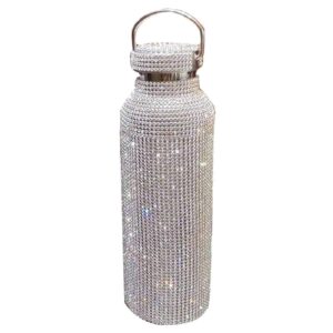ztgd diamond sparkling bottle,insulated water bottle 12/17/25oz sparkling rhinestone stainless steel thermal bottle (750ml) vacuum cup flask bottle drinking kettle silver 500ml