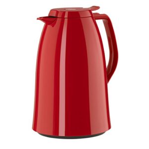 emsa mambo high impact plastic thermal carafe with glass liner, 51 oz, red