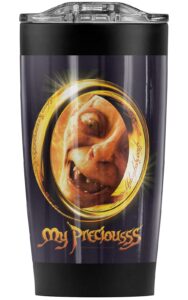 the lord of the rings my precious stainless steel tumbler 20 oz coffee travel mug/cup, vacuum insulated & double wall with leakproof sliding lid | great for hot drinks and cold beverages