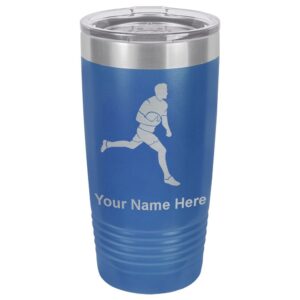 lasergram 20oz vacuum insulated tumbler mug, rugby player, personalized engraving included (dark blue)