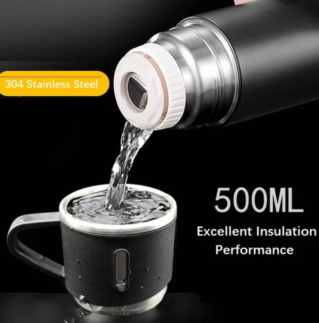 Stainless Steel Thermo + 3 cup, 500ml/16.9oz (Black, Grey and Blue Set)