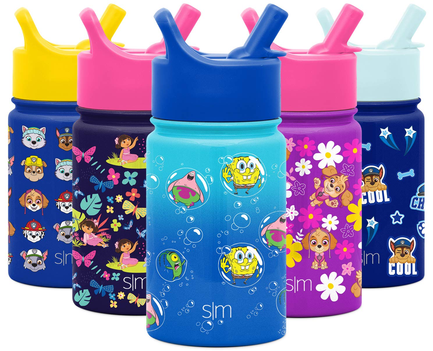 Simple Modern Kids Water Bottle with Straw Lid | Insulated Stainless Steel Reusable Tumbler for Toddlers, Girls, Boys | Summit Collection | 10oz, SpongeBob Bubbles