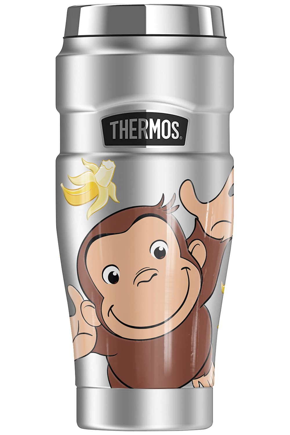 THERMOS Curious George Curious George Bananas STAINLESS KING Stainless Steel Travel Tumbler, Vacuum insulated & Double Wall, 16oz